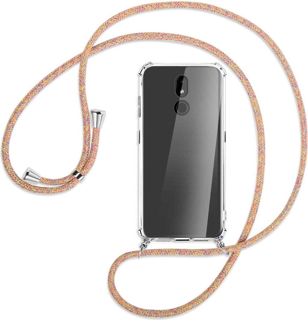 Handykette Backcover-Schutzhülle mit Band (Metall silberfarben) für Nokia 3.2 32GB - Rainbow