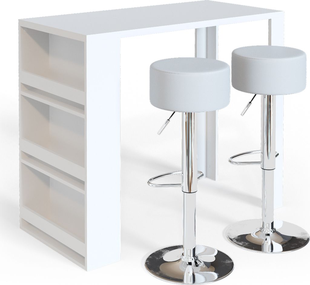 Stojací barový stůl se židlemi Vicco  Bílá 57 x 117 cm se 2 Obrázek produktu 