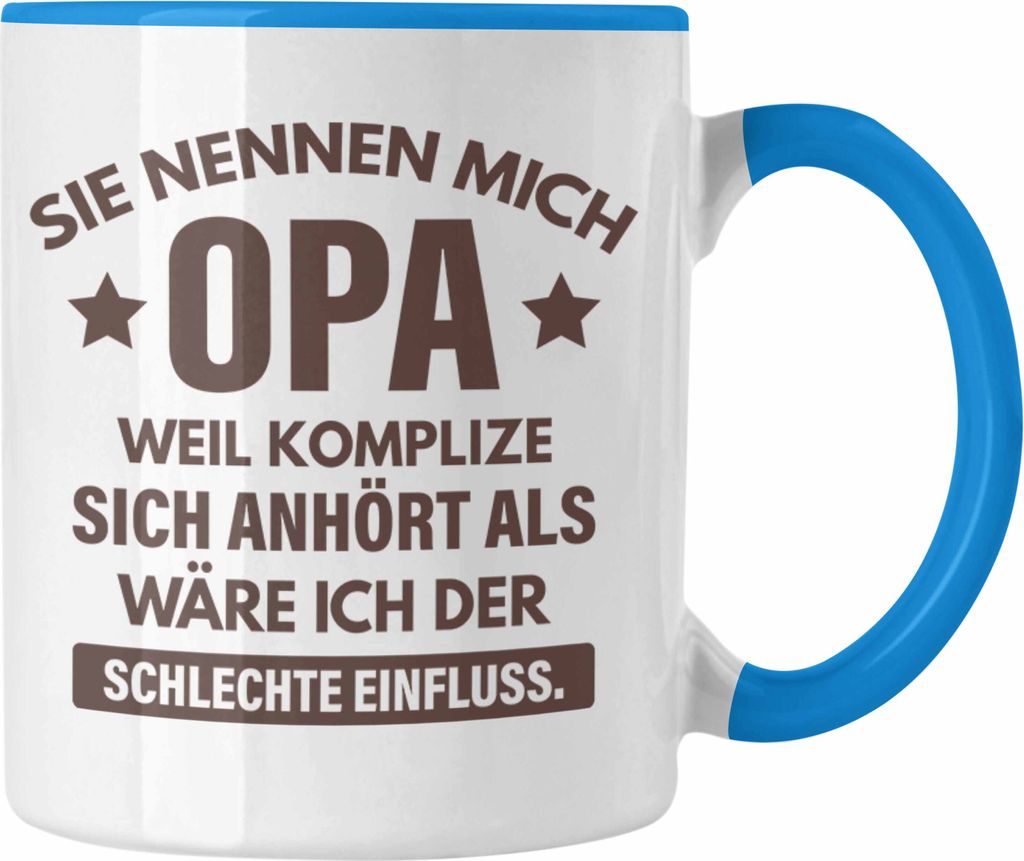 Trendation - Lustige Tasse Opa Geschenke Großvater Vatertag Geburtstag Kaffeetasse mit Spruch für Opa (Blau)
