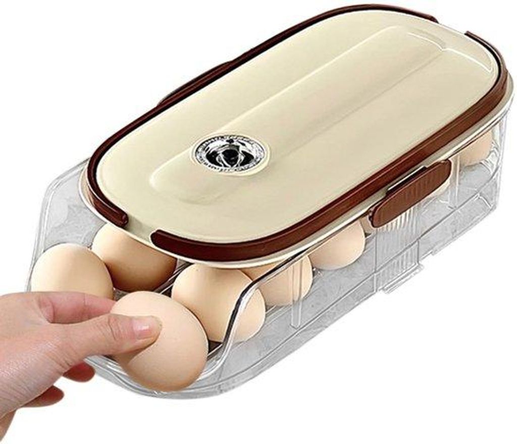 Automatische eierrek voor koelkast, 12,99x6,5x3,35 inch, ruimtebesparend, gemakkelijke toegang