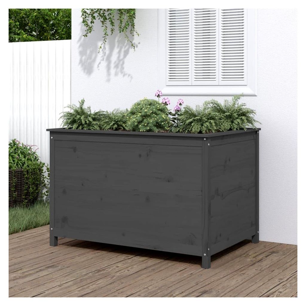 Hochbeet Grau 119,5x82,5x78 cm aus massivem Kiefernholz
