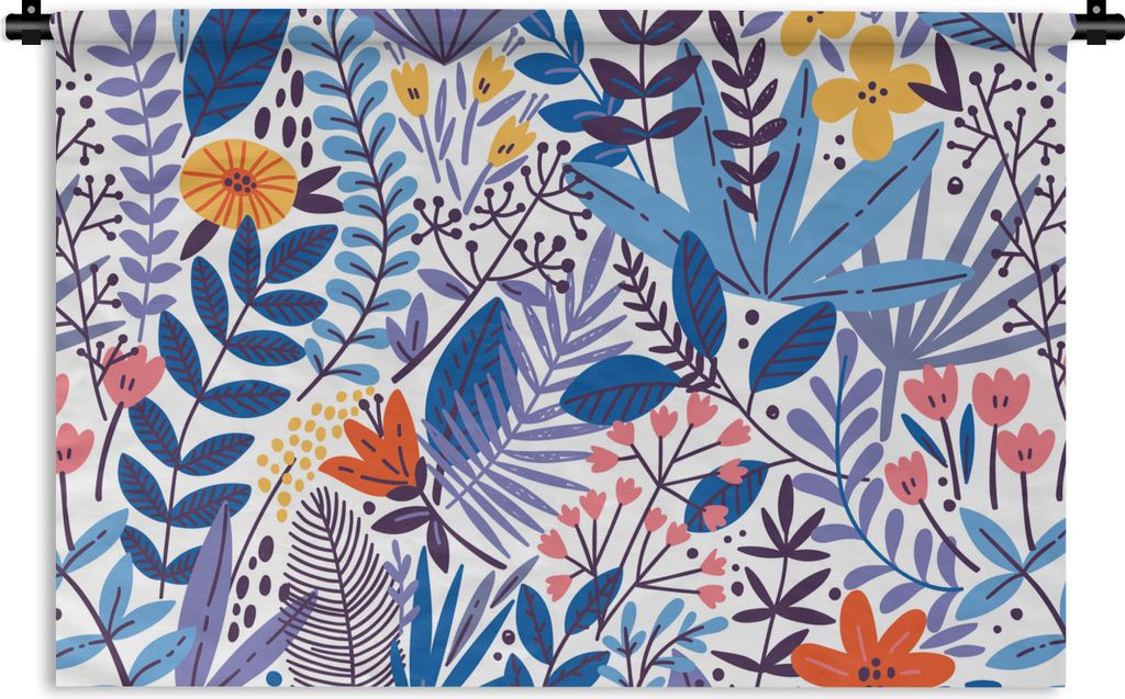MuchoWow Wandteppich Wandbehang Sommer - Blätter - Pflanzen - Muster 90x60 cm Tapisserie Dekoration Wandtuch - Wandskulpturen - Bildteppich