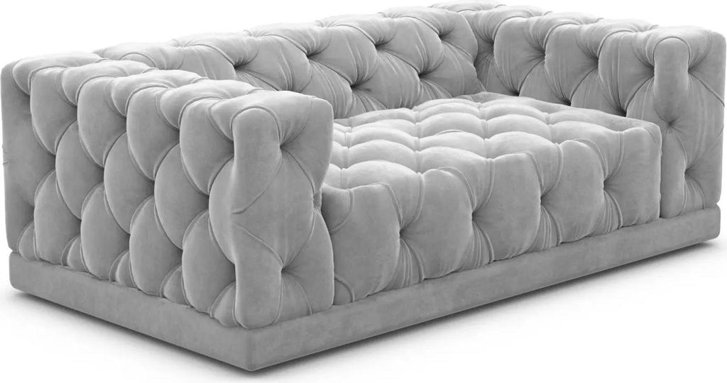 Samtstoff 2-Sitzer Couch Meliva Hellgrau