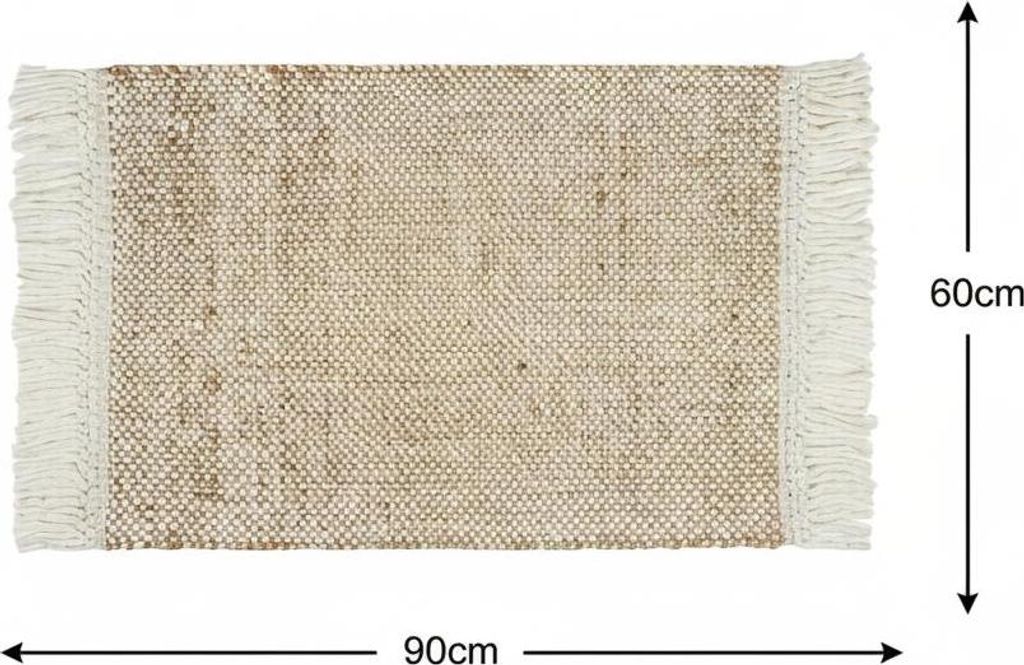 Elegant Floors Jute-Wolle Teppich Natur | Handgefertigtes Boho Wohnaccessoire mit Fransen im Skandi Stil | Moderner Wohnzimmer Teppich für Boden...