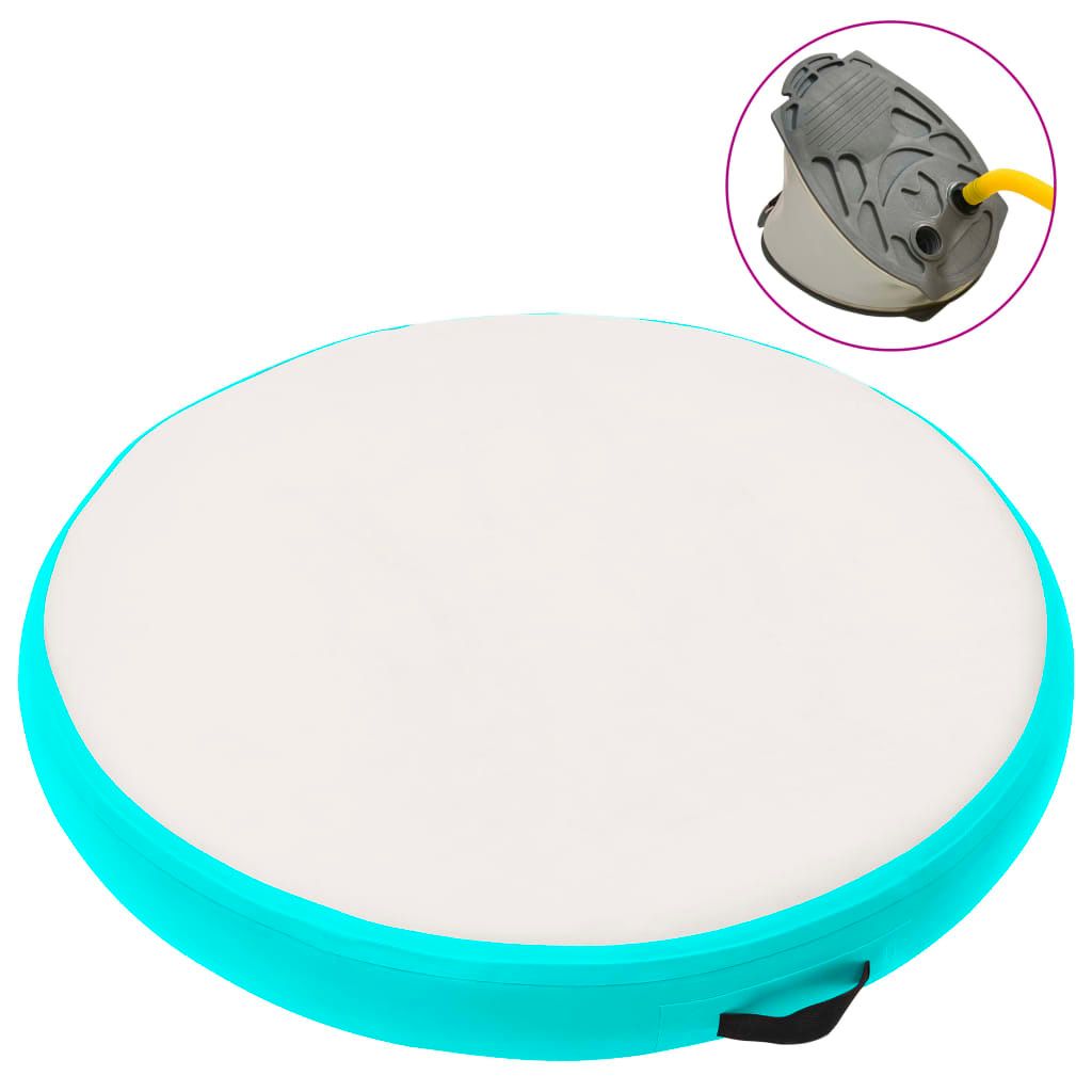 The Living Store Aufblasbare Gymnastikmatte mit Pumpe 100x100x20 cm PVC Grün