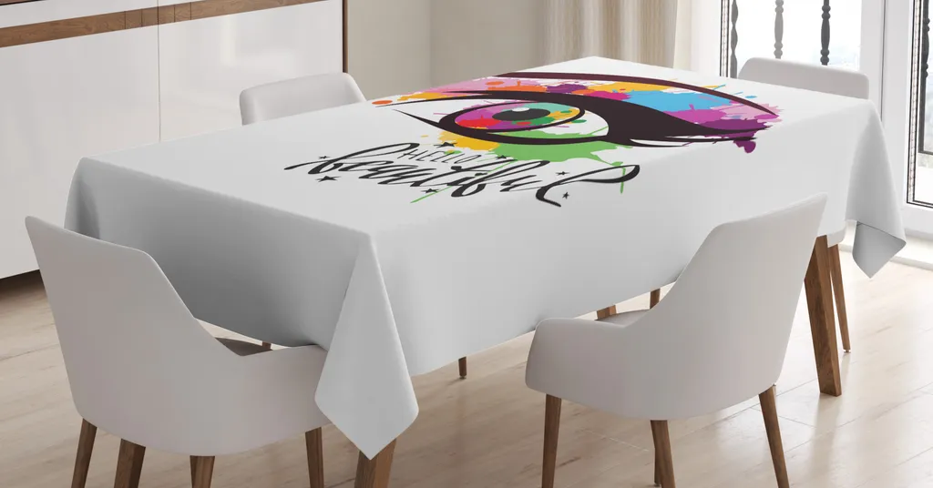 ABAKUHAUS Astratto Tovaglia, Terrazo Style Classic Art, Rettangolare per Sala da Pranzo e Cucina, 140 cm x 200 cm, Multicolore