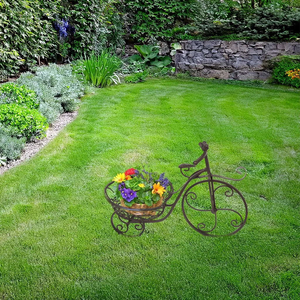 Panier à plantes Moritz en bois robuste : Roue décorative 55 cm jardin