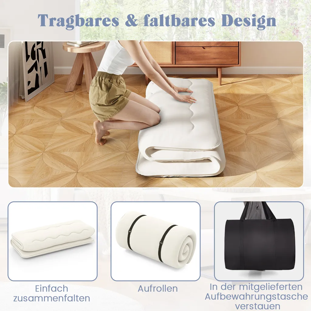 Lit d'appoint 140x200cm, matelas pliable pour invités avec sac et housse - 6