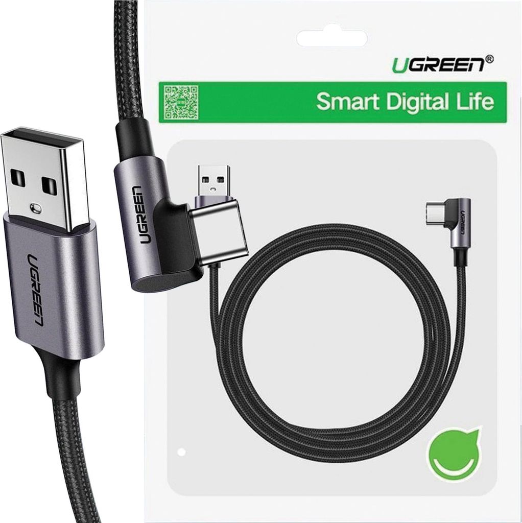 Ugreen Cavo angolare Usb a Usb-C Us284, 3A, 2M (nero) Immagine del prodotto 