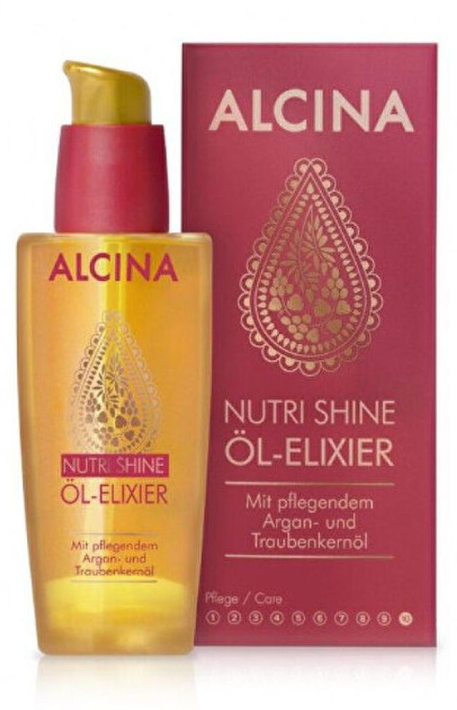 ALCINA Nutri Shine Öl-Elixier für strapaziertes Haar mit Argan- und Traubenkernöl 50 ml
