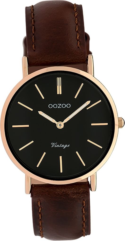 Oozoo Leder Damen Uhr Analog Quarzuhr Armband braun Vintage Series D2UOC9839A