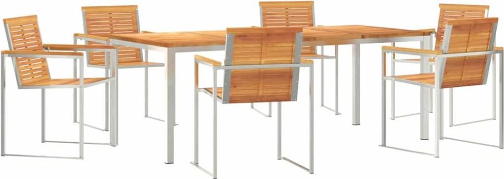 vidaXL Garten Essgruppe 7 pcs Braun Massivholz Akazie