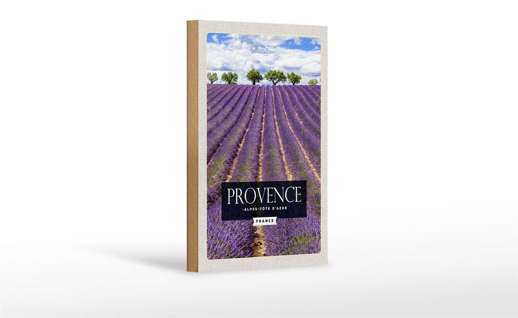 Holzschild Reise 12x18 cm provence alpes cote d'azur Lavendel