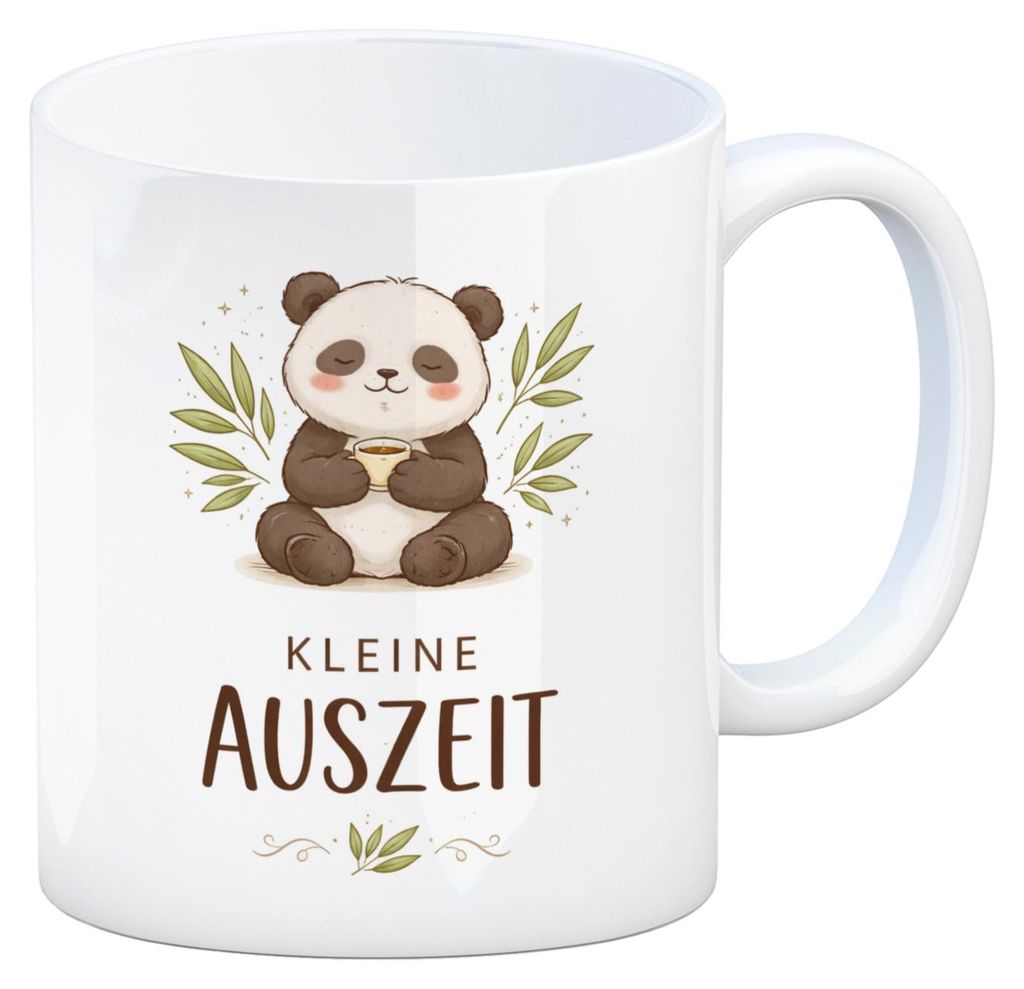 Panda mit Bambusblätter Kleine Auszeit Kaffeebecher für Pandafans