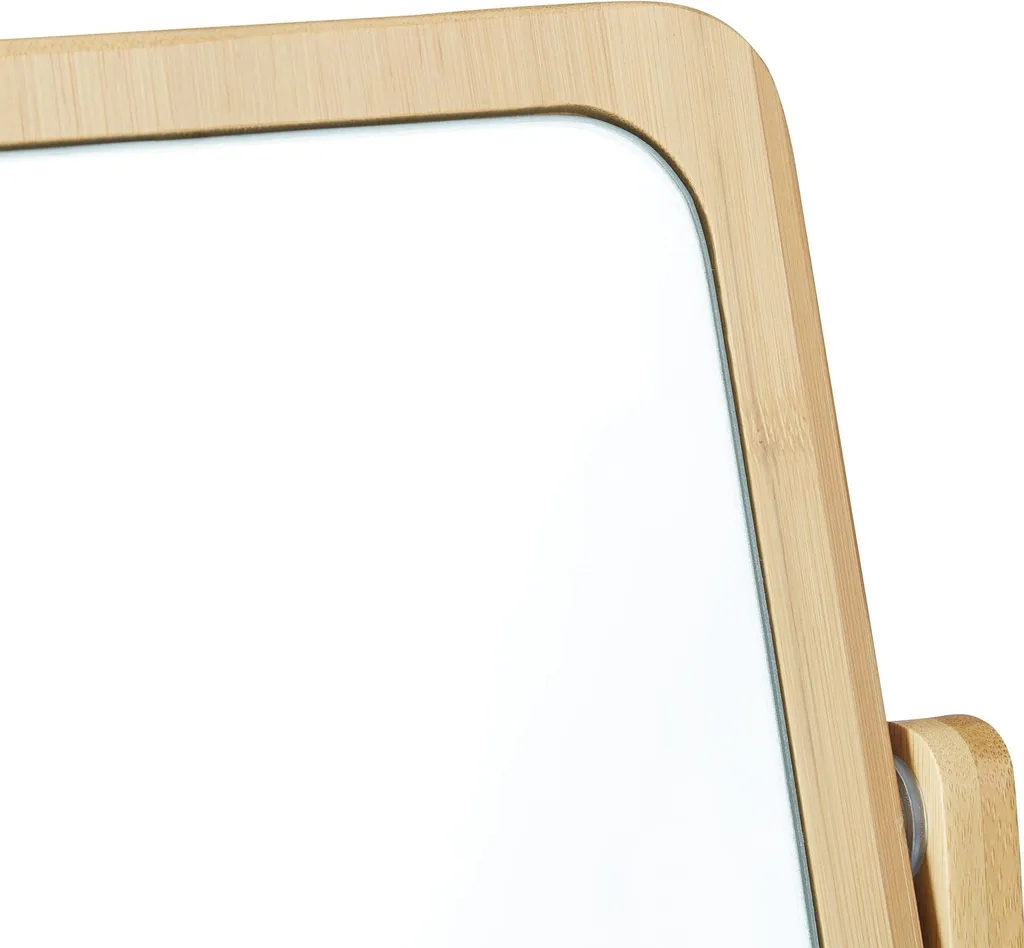 Miroir de table rectangulaire en bois de bambou avec support stable
