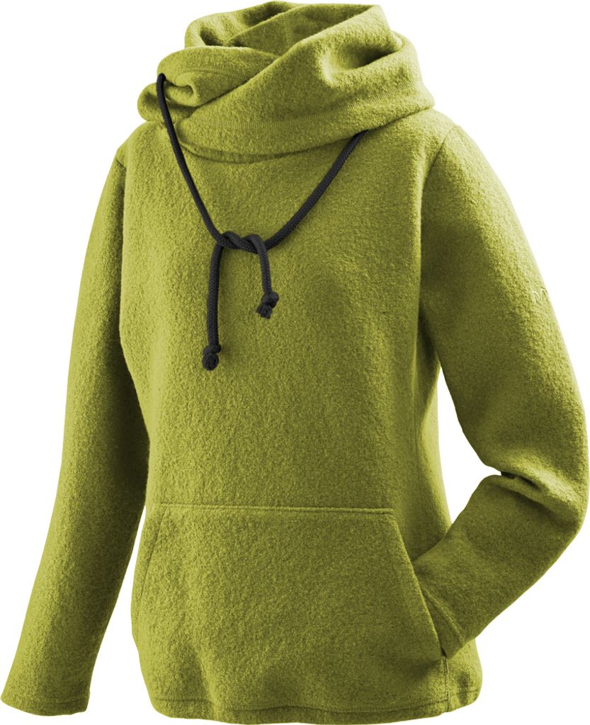 Pullover Mu-Sina W100 aus 100% gewalkter Wolle mit extragroßer Kapuze und Känguru-Tasche kiwi XXL
