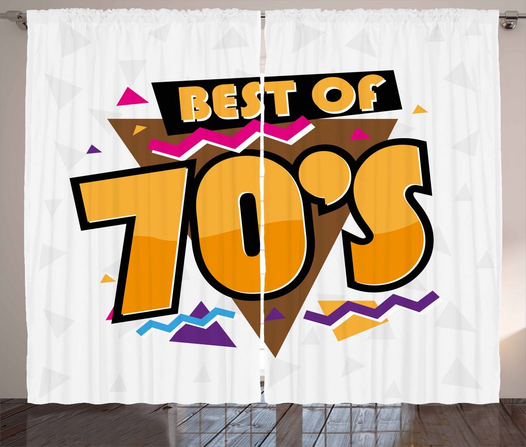 ABAKUHAUS Party Rustikaler Gardine, Stil der 70er Jahre Retro, Schlafzimmer Kräuselband Vorhang mit Schlaufen und Haken, 280 x 175 cm, Mehrfarbig