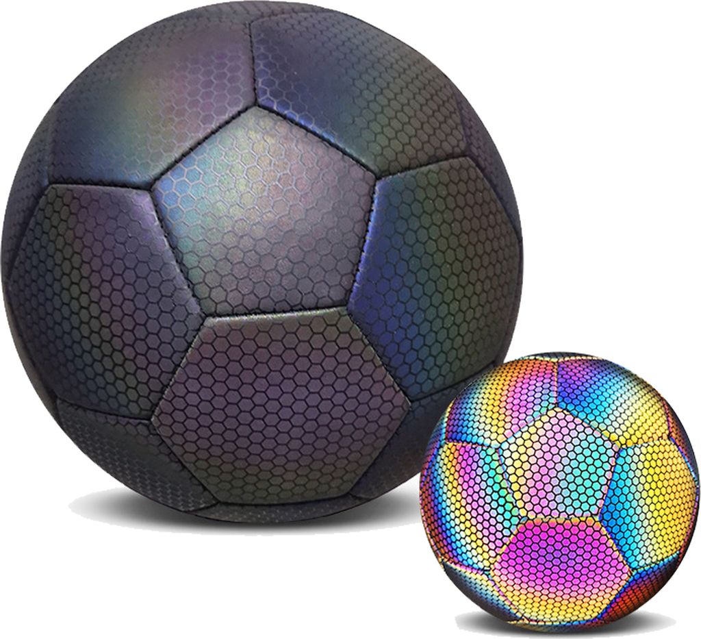 Leuchtfußball, reflektierender Trainingsball, für Spiele & Training, inkl. Netz & Pumpnadel, Größe 4/5