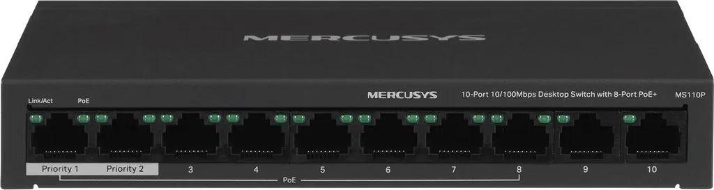 Offerta Switch MERCUSYS MS110P 8 Porte PoE+ - Soluzione Tutto-in-Uno