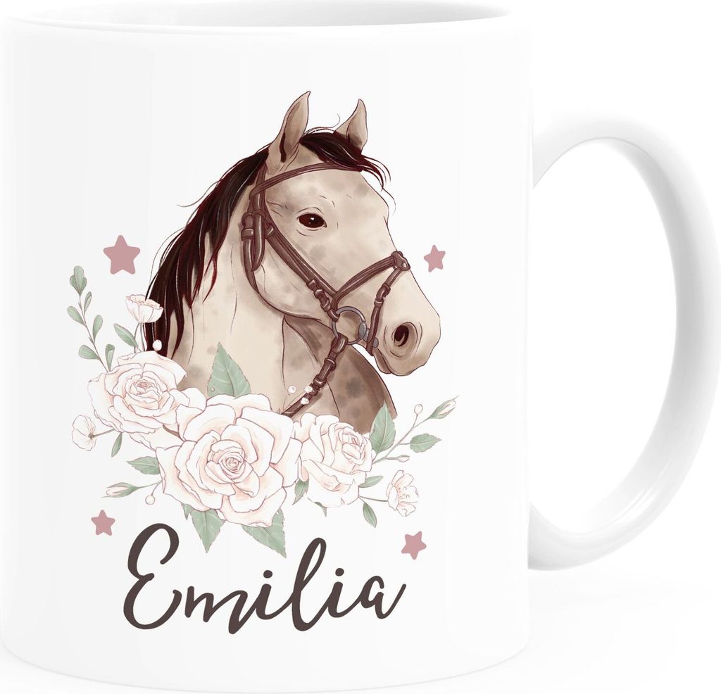 Kinder-Tasse mit Namen personalisiert Pferd Pferdemädchen Geschenk Mädchen Namensgeschenke SpecialMe weiß standard