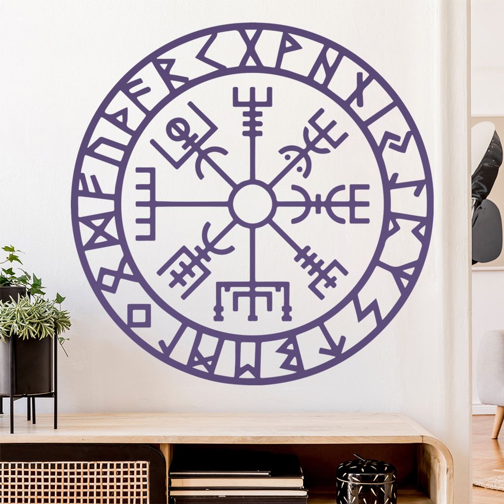 Wikingerkompass Runen Wandtattoo Wandaufkleber Wall Sticker - Dekoration, Küche, Wohnzimmer, Schlafzimmer, Badezimmer