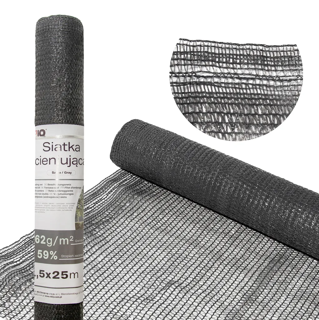 4iQ Filet d'ombre gris 1,5x25m - Occultation 59% pour Jardin et Clôture