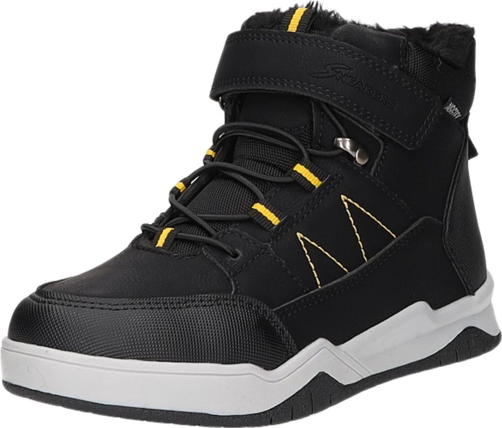 Sneakers Kinder-Jungen-Outdoor-Allwetterstiefel gefüttert Schwarz-Gelb-Weiß, Farbe:schwarz, EU Größe:31