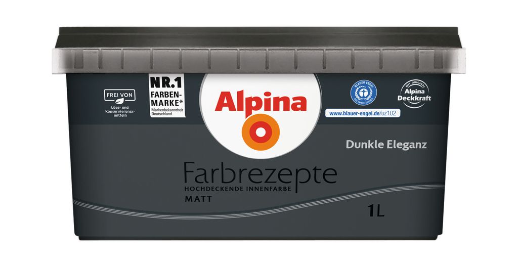 Alpina Farbrezepte Wandfarbe matt 1 L Farbwahl, Alpina Farbrezepte Farbwahl:Dunkle Eleganz