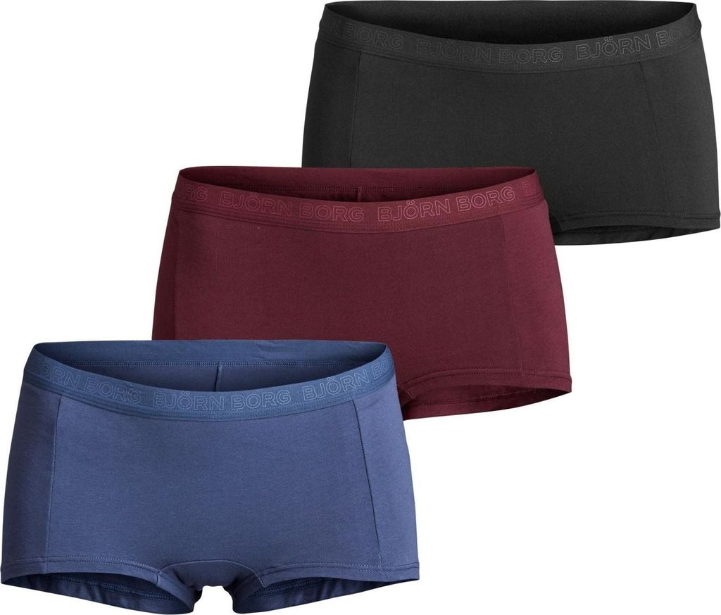 Björn Borg - Damen - Minishort Solids 3er-Pack - Blau/Rot/Schwarz - Gr. 34