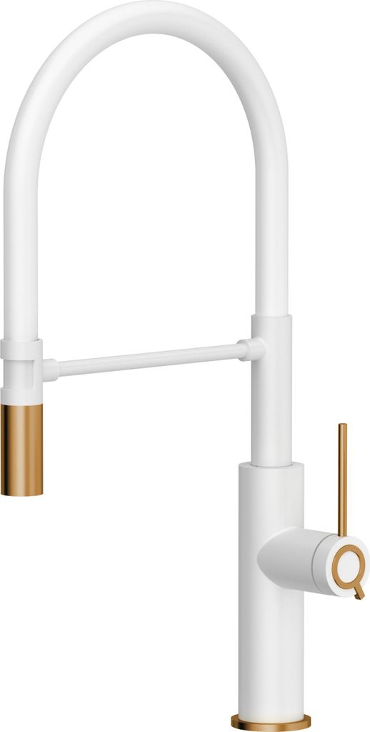QUADRON GEMMA Q LINE SteelQ, Küchenarmatur Mischbatterie 360°, Armatur Küche aus Edelstahl, Farbe: Weiß, Höhe: 50 cm, Wasserhahn für Küche
