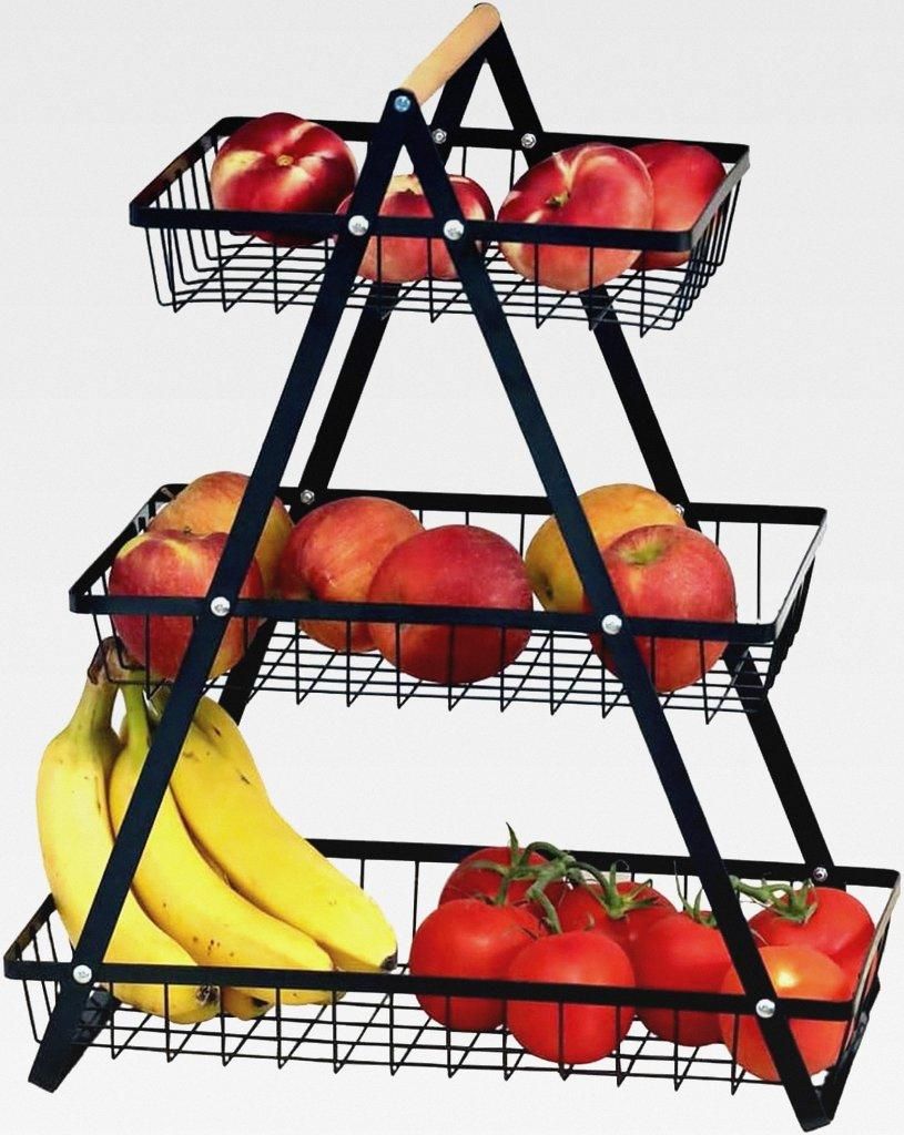 Obstkorb Etagere, 3-stöckig, schwarz, groß