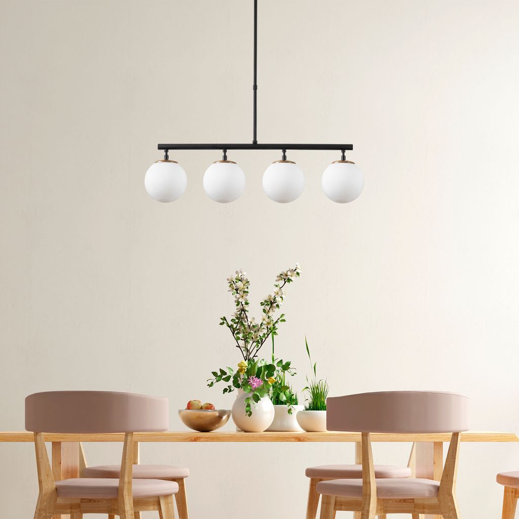 Opviq, Fazli- Fazli FLG, Schwarz, Kronleuchter, 70 x 15 x 43-87 cm, Metallkörper