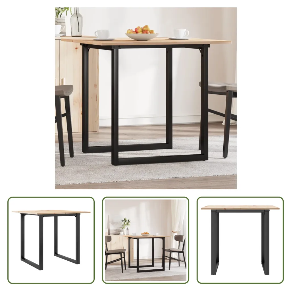 The Living Store Tavolo da pranzo O-frame 90x90x75cm in pino massiccio e ghisa