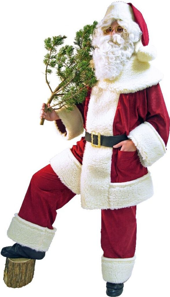 Weihnachtsmann Kostüm hochwertig dunkelrot Plüsch Nikolaus für Herren Fasching Karneval Mottoparty Santa Claus Weihnachten Weihnachtsfeier