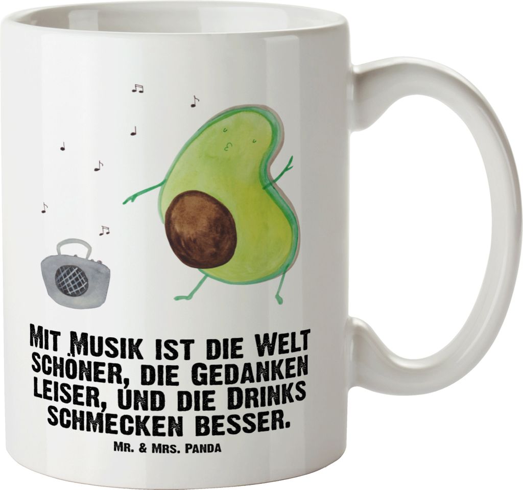 Mr. & Mrs. Panda Pott Avocado Tanzen - Weiß - Geschenk, Jumbo Tasse, Party, Drinks, Musik, Große, Singen, Henkeltasse, Haferl, Teetasse, Urlaub