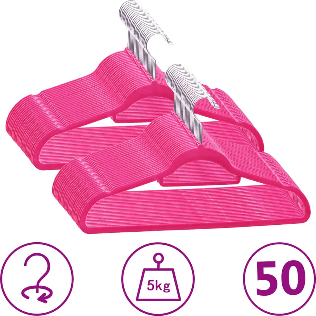 Set 50 Grucce Rosa Velluto Antiscivolo | Salvaspazio per Tutta la Famiglia