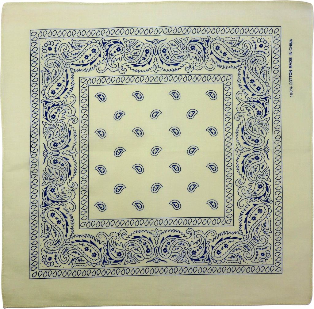 Bandana Tuch Paisley Muster 02 beige blau quadratisches Kopftuch