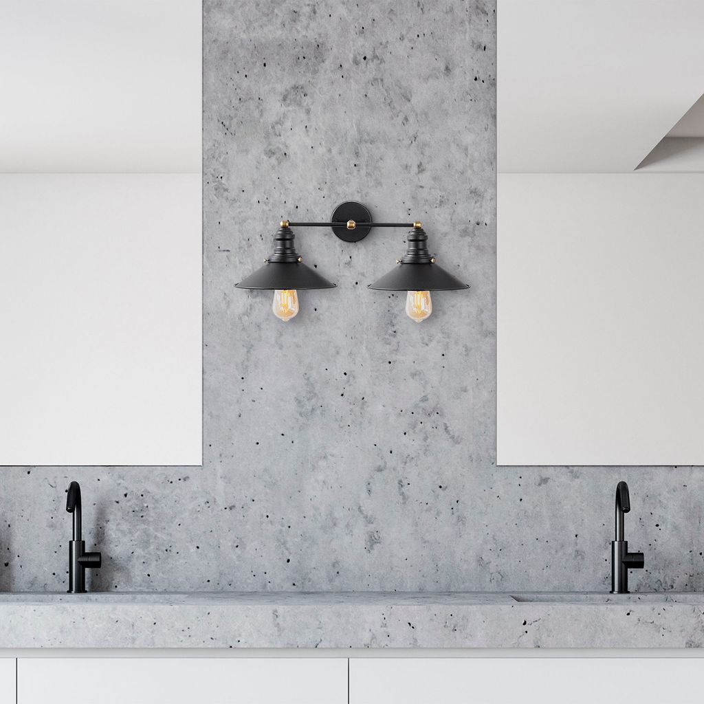 Opviq, Conical- Conical FLG, Schwarz, Wandleuchten, 55 x 27 x 20 cm, Metallkörper