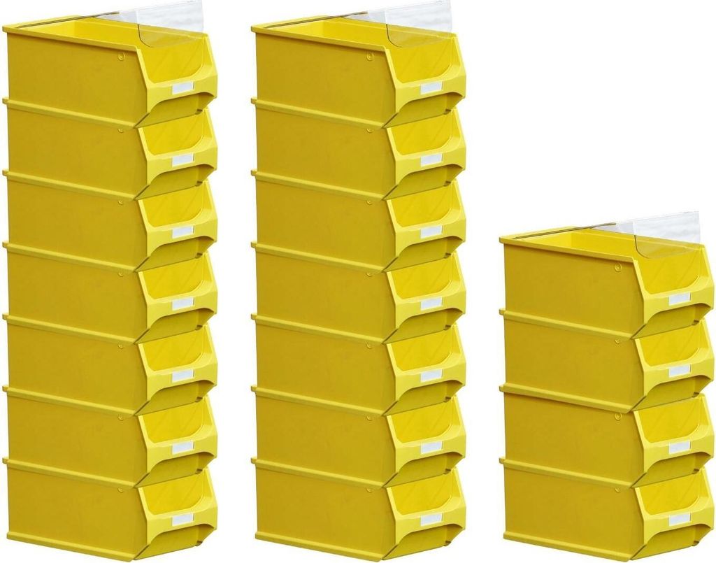 SuperSparSet 18x Gelbe Sichtlagerbox 4.0 mit Abdeckung | HxBxT 15x20x35cm | 7,2 Liter | Sichtlagerbehälter, Sichtlagerkasten, Sichtlagerkastensort...