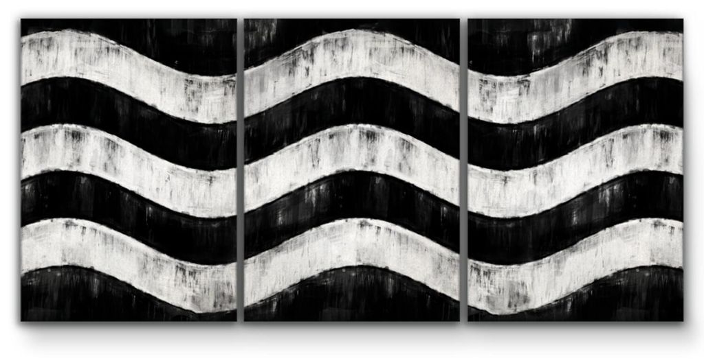Giallobus - Moderne Zusammenfassung - Waving white - Giallobus - 308x140cm | 3pz. x 100x140cm - Bild - Leinwand