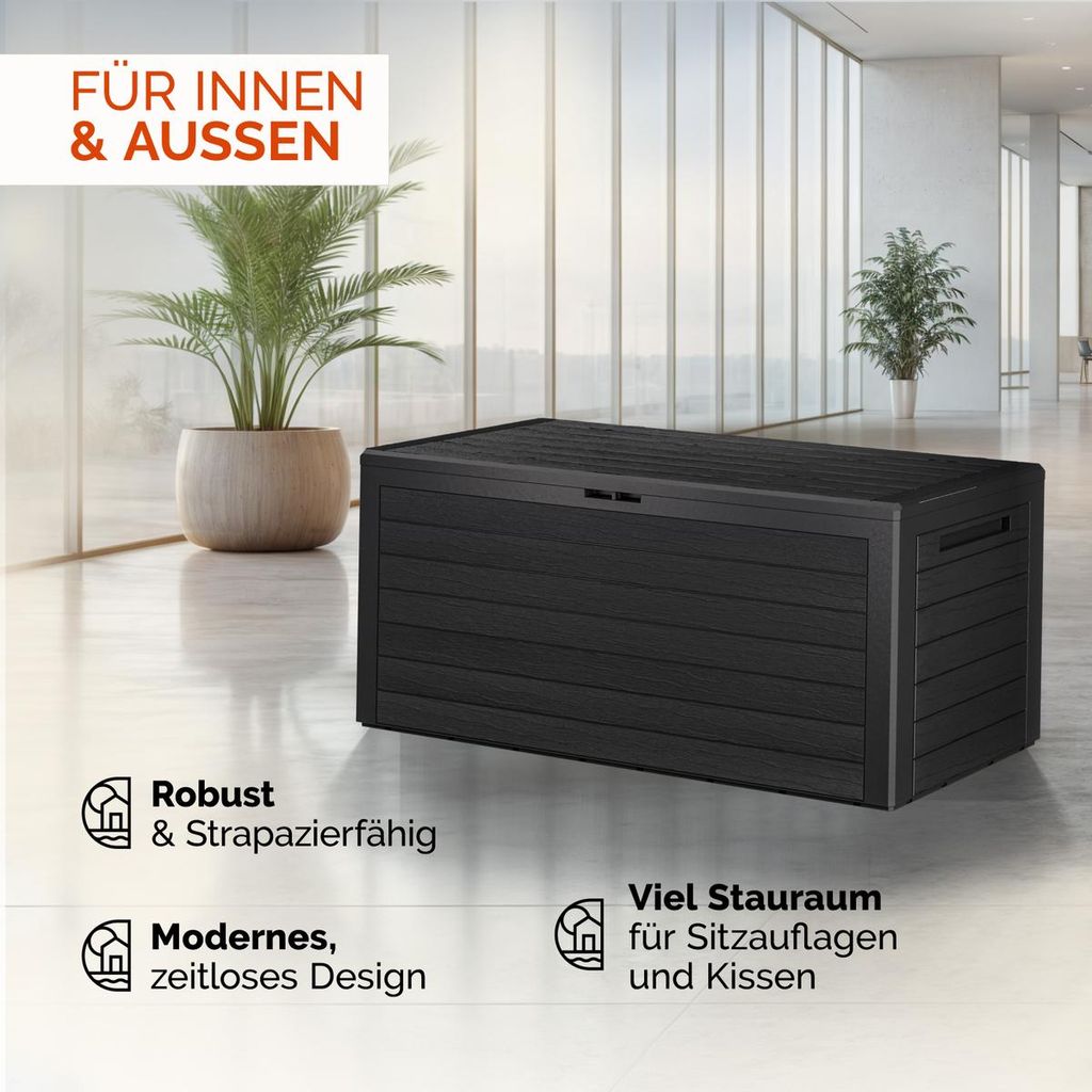 CASARIA Gartenbox 280L Holz-Optik Anthrazit 116x43cm