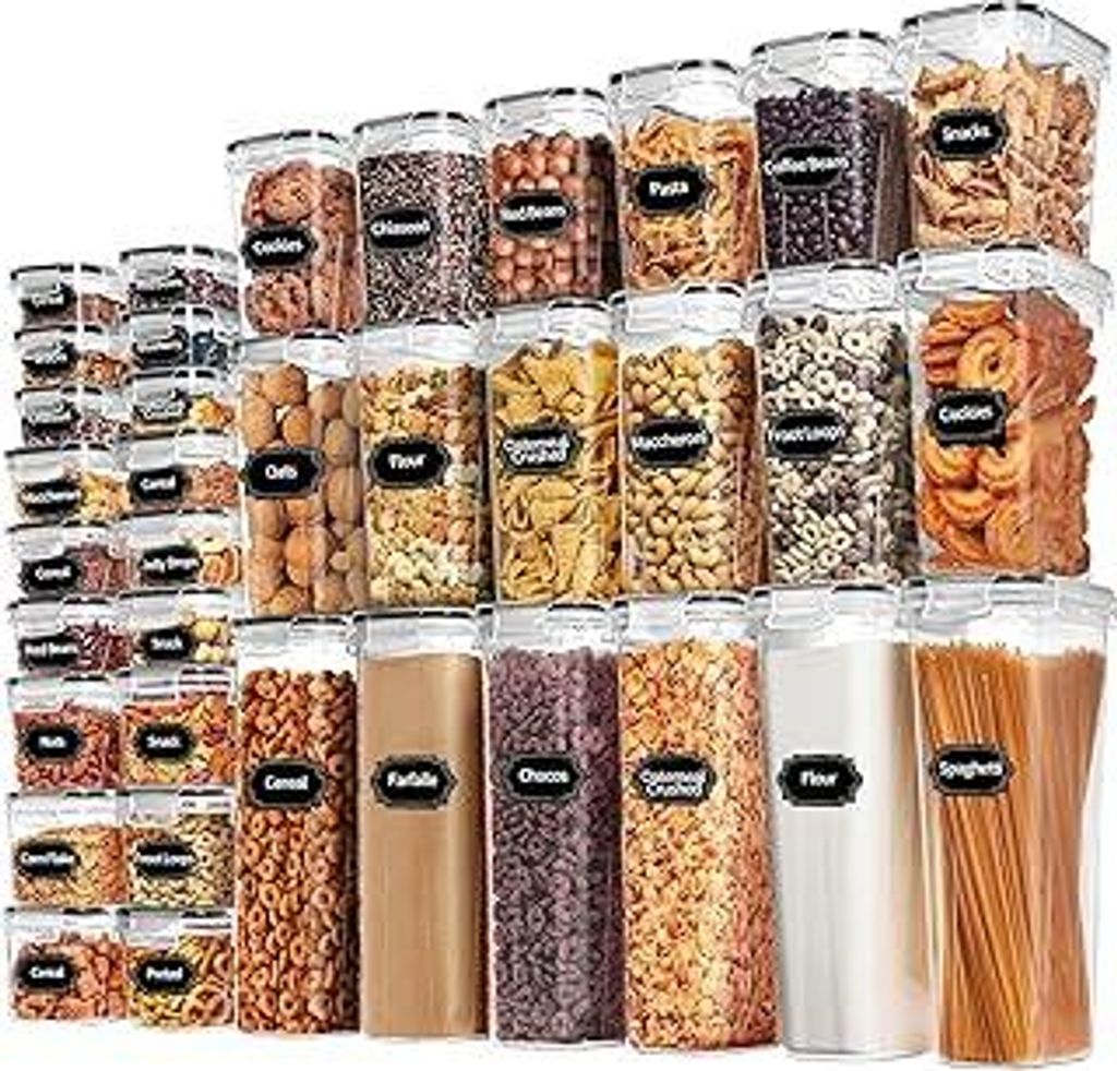 Skroam 36 Stück Kunststoffbehälter - Vorratsdosen mit Deckel - BPA-freie Müslibehälter- luftdichte Lebensmittelbehälter & Küchenorganizer zur...