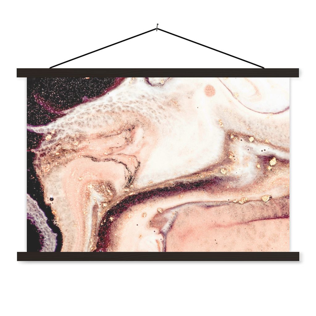 MuchoWow Textilposter Stein - Marmor - Edelstein - Abstrakt - Natur - Rosa 150x100 cm mit schwarzem Rahmen - Schlafzimmer