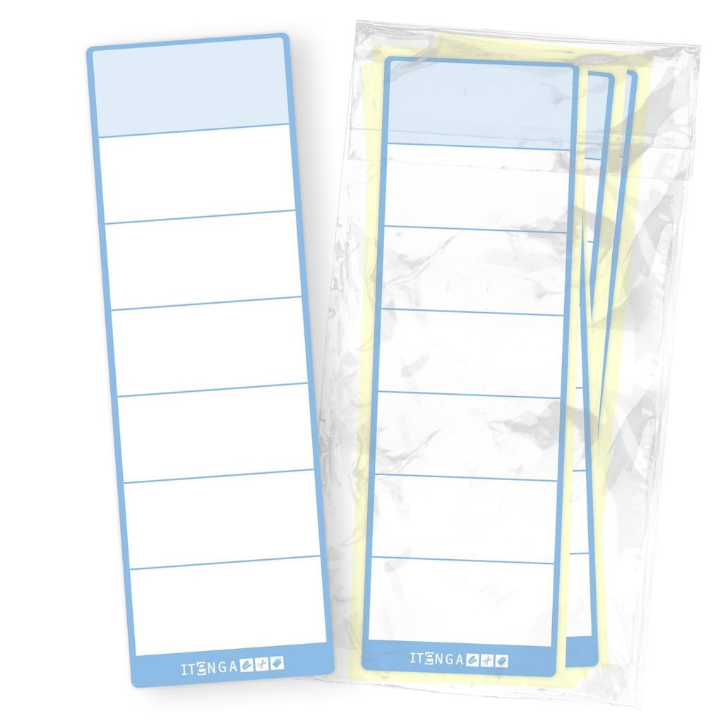 itenga 50x Ordneretikett Hellblau Rückenetikett zum Aufkleben 6,0 x 19,0 cm aus Haftpapier