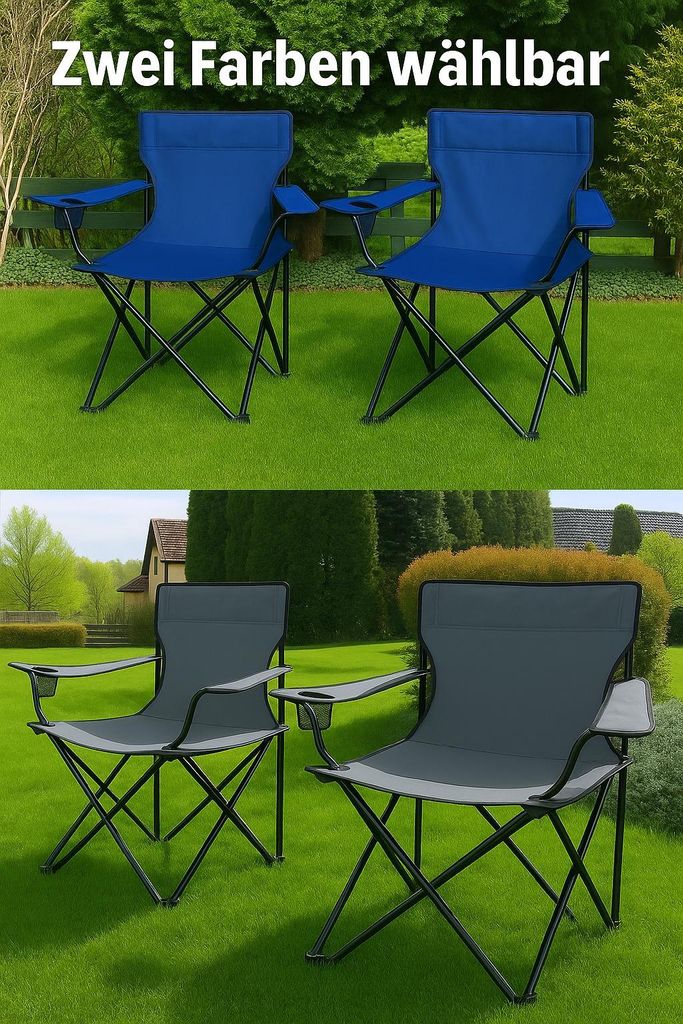 2er Set Campingstuhl CLIFTON Blau inkl. Tasche Angelstuhl Produktbild 
