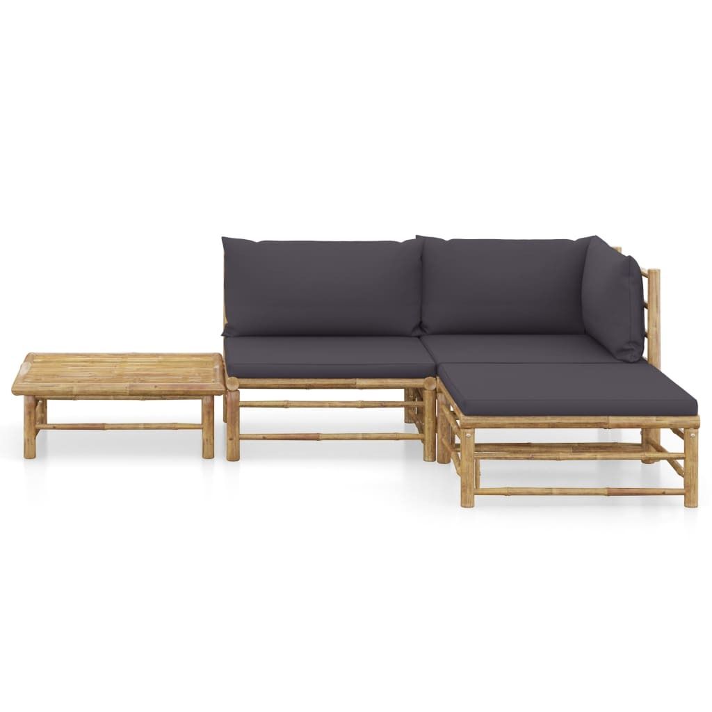 Set da giardino 4 pezzi vidaXL con cuscini grigio scuro in Immagine del prodotto 