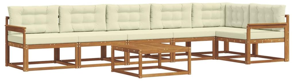 vidaXL Outdoor-Sofagarnitur mit Kissen 7 pcs Natur und Creme