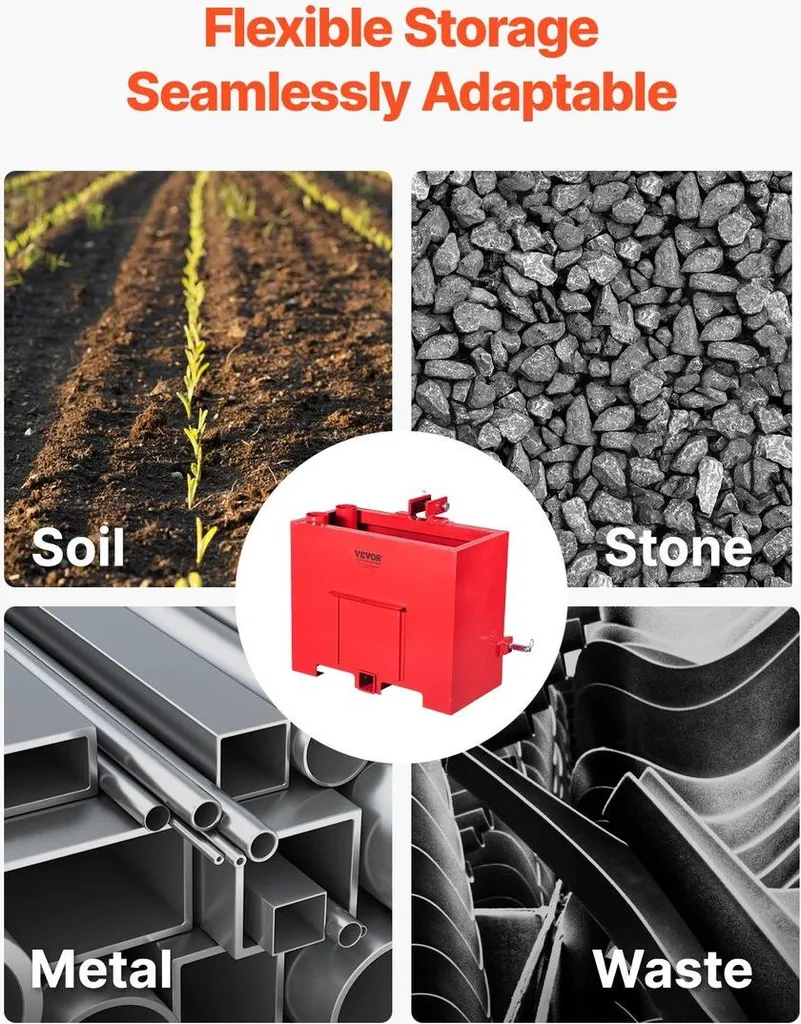 Boîtier de ballast 3 points robuste rouge pour attelage rapide Cat 1