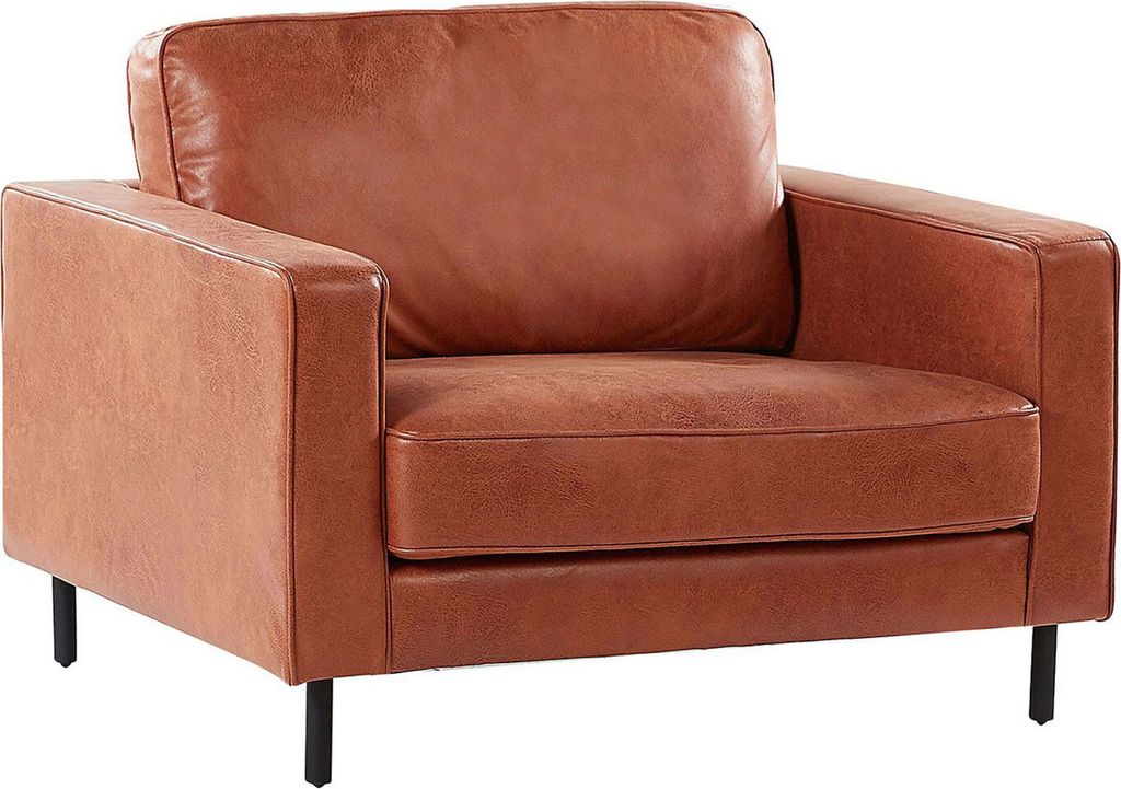 BELIANI Sessel Goldbraun Polsterbezug Chrom Lederoptik Dicke Sitzfläche Retro-Stil