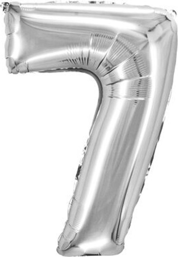 2x Folienballon Zahlenballon "Zahl 7" silber ca. 76cm